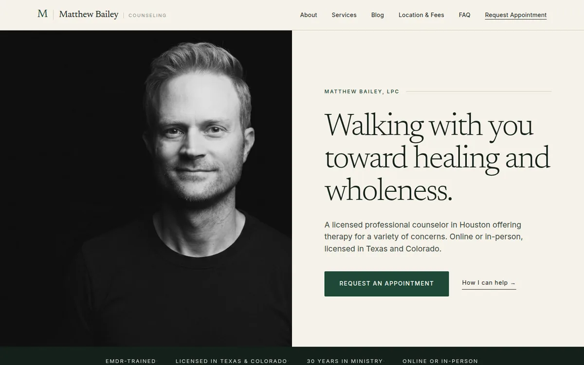 matthewbaileycounseling.com homepage